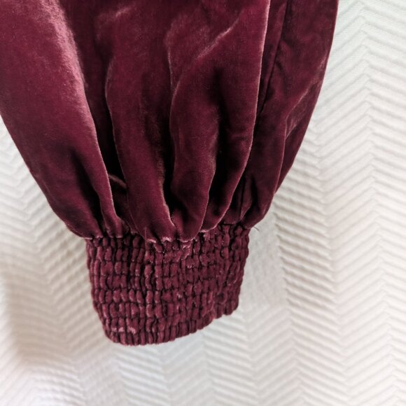 By Anthropologie Gloria Velvet Jogger Pants Size XS Wine Bordeaux Luxe Lounge - Picture 5 of 12